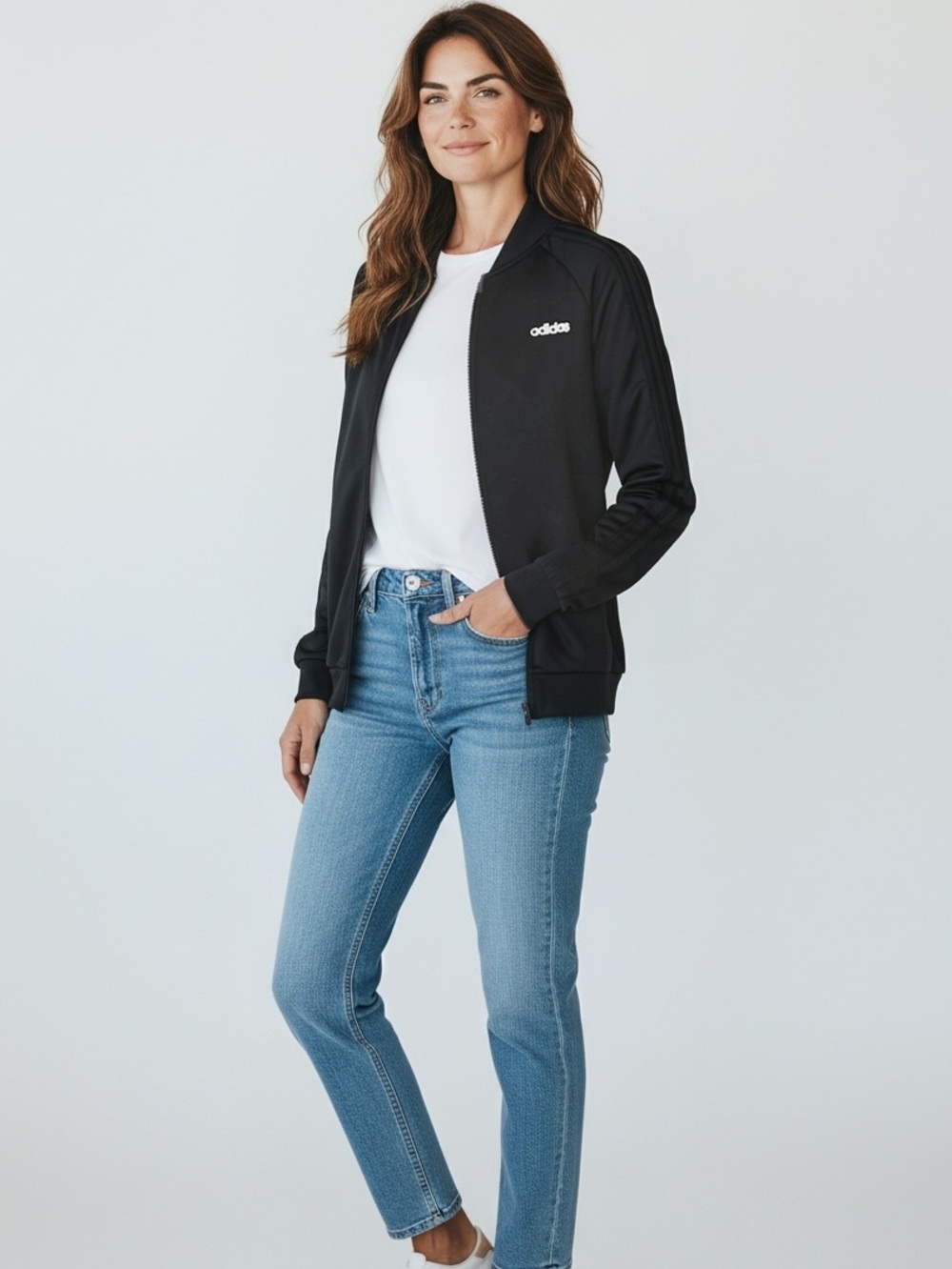adidas Black Zip-up Athletic‎ Top Jacket Sz L